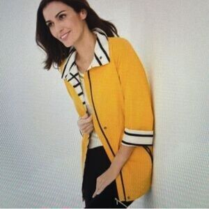 Chico's Zenergy Women’s M Bright Yellow Neema Lightweight Striped Rain Jacket